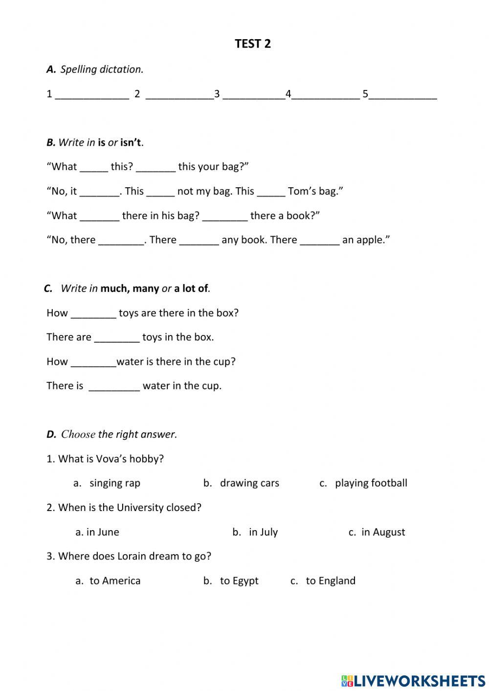 I Can Analyse. Test 2