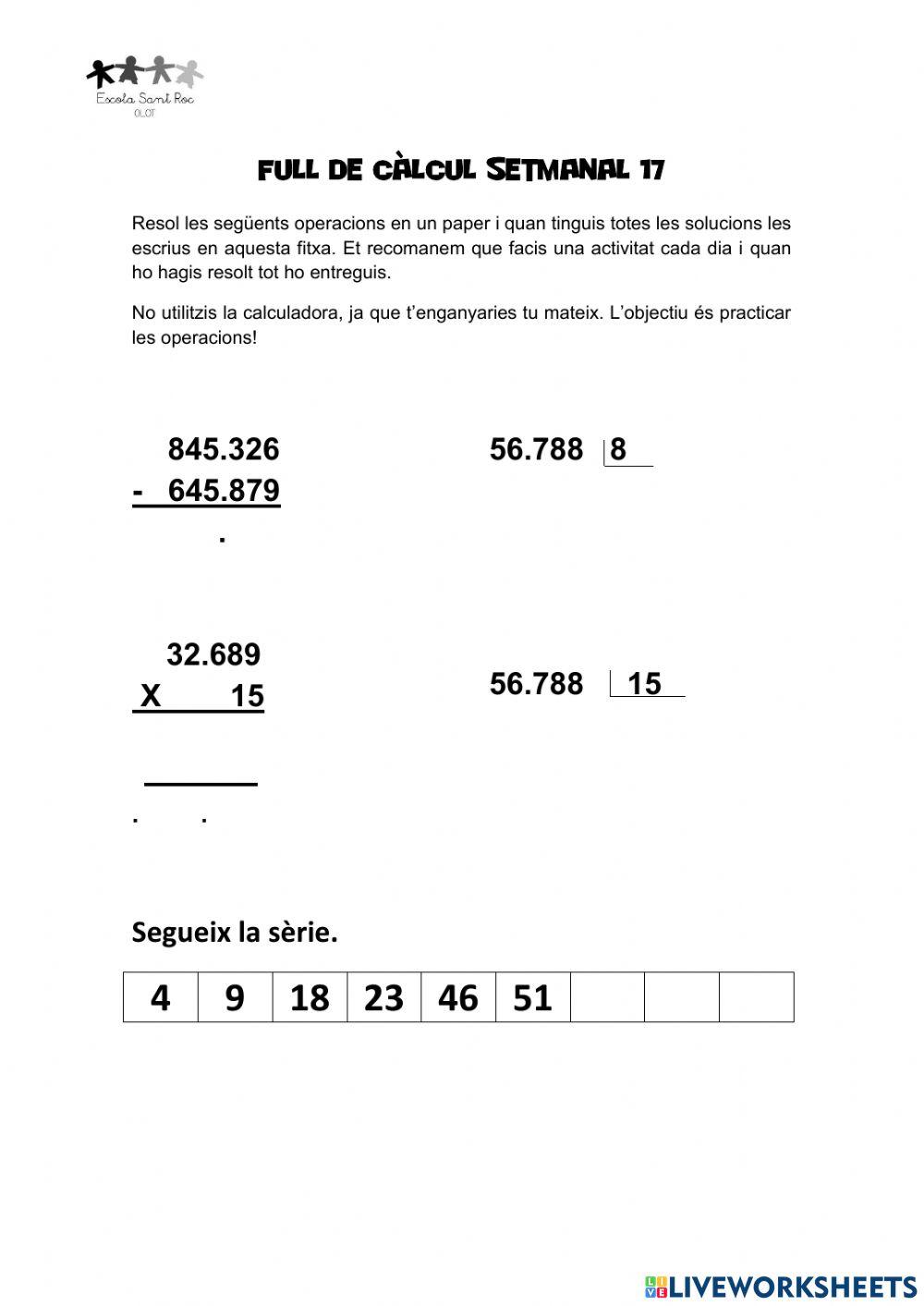 Full de càlcul 17