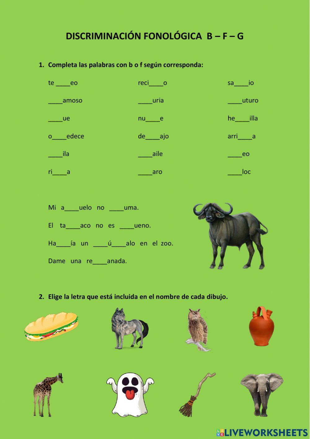 Discriminación fonológica B - F - G