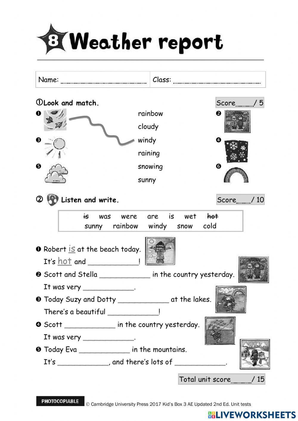 Unit 8 test-End of Level test- Kid's Box Level 3
