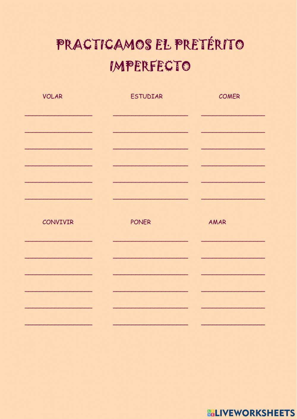 Preterito Vs Imperfecto Live Worksheets
