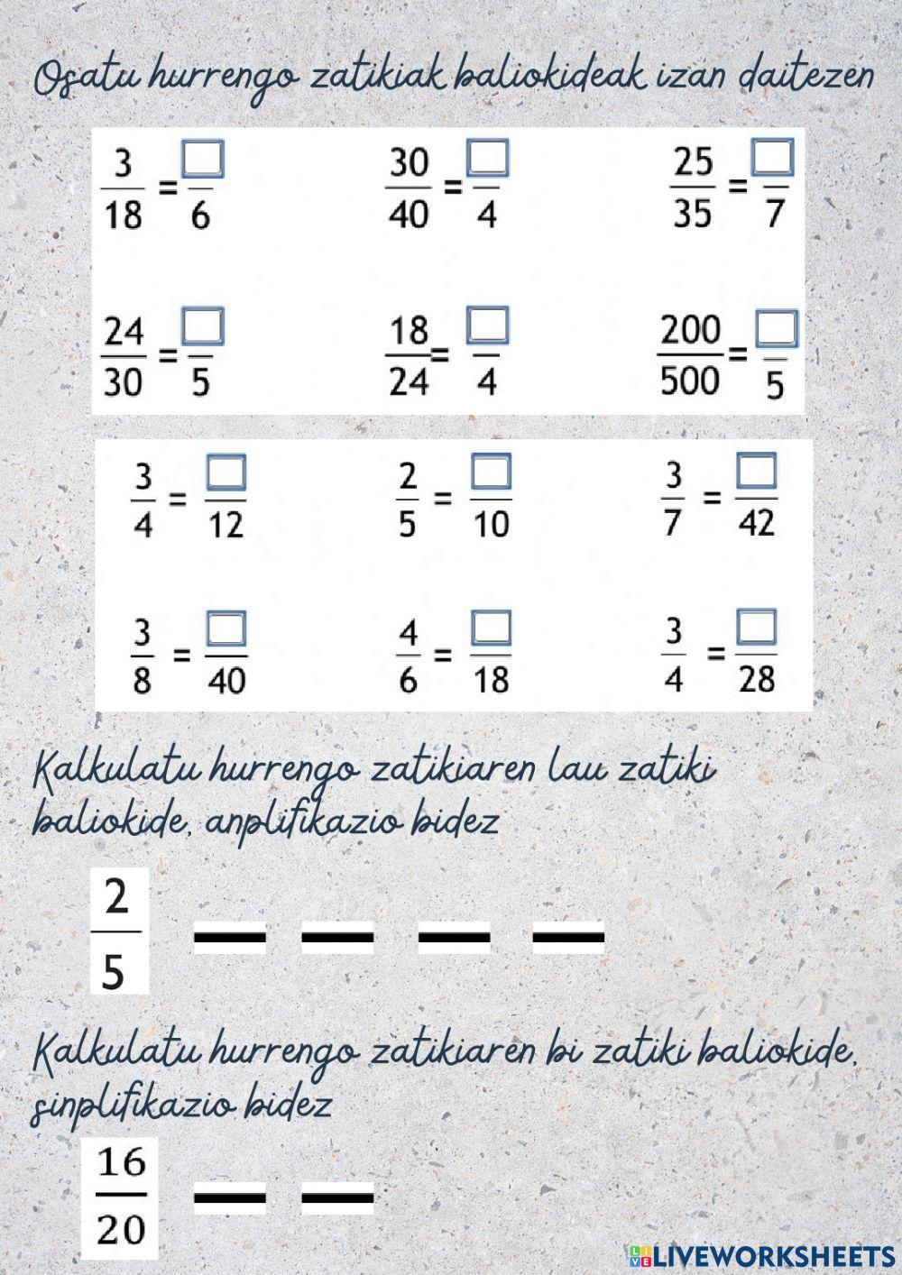 Zatiki baliokideak Zatiki baliokideak