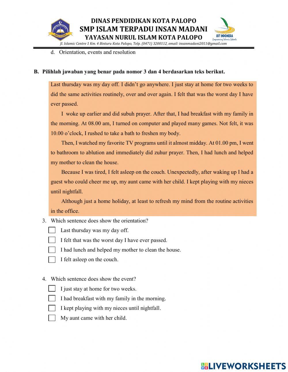 MID Genap Bahasa Inggris Kelas 8