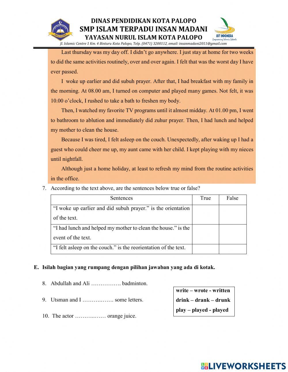 MID Genap Bahasa Inggris Kelas 8