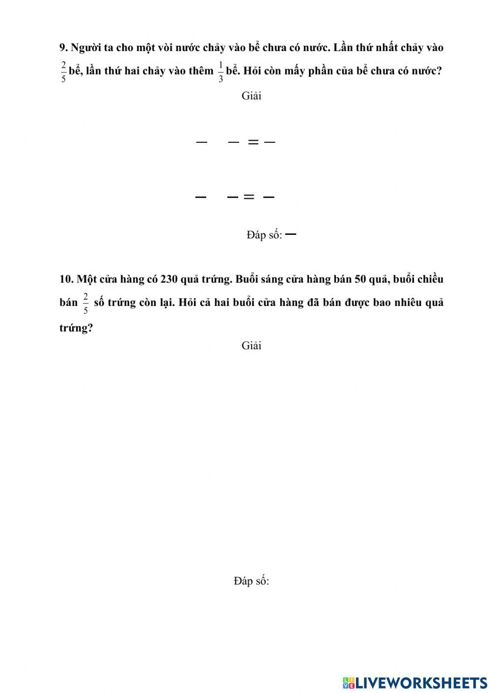 Luyện tập Toán giữa HKII