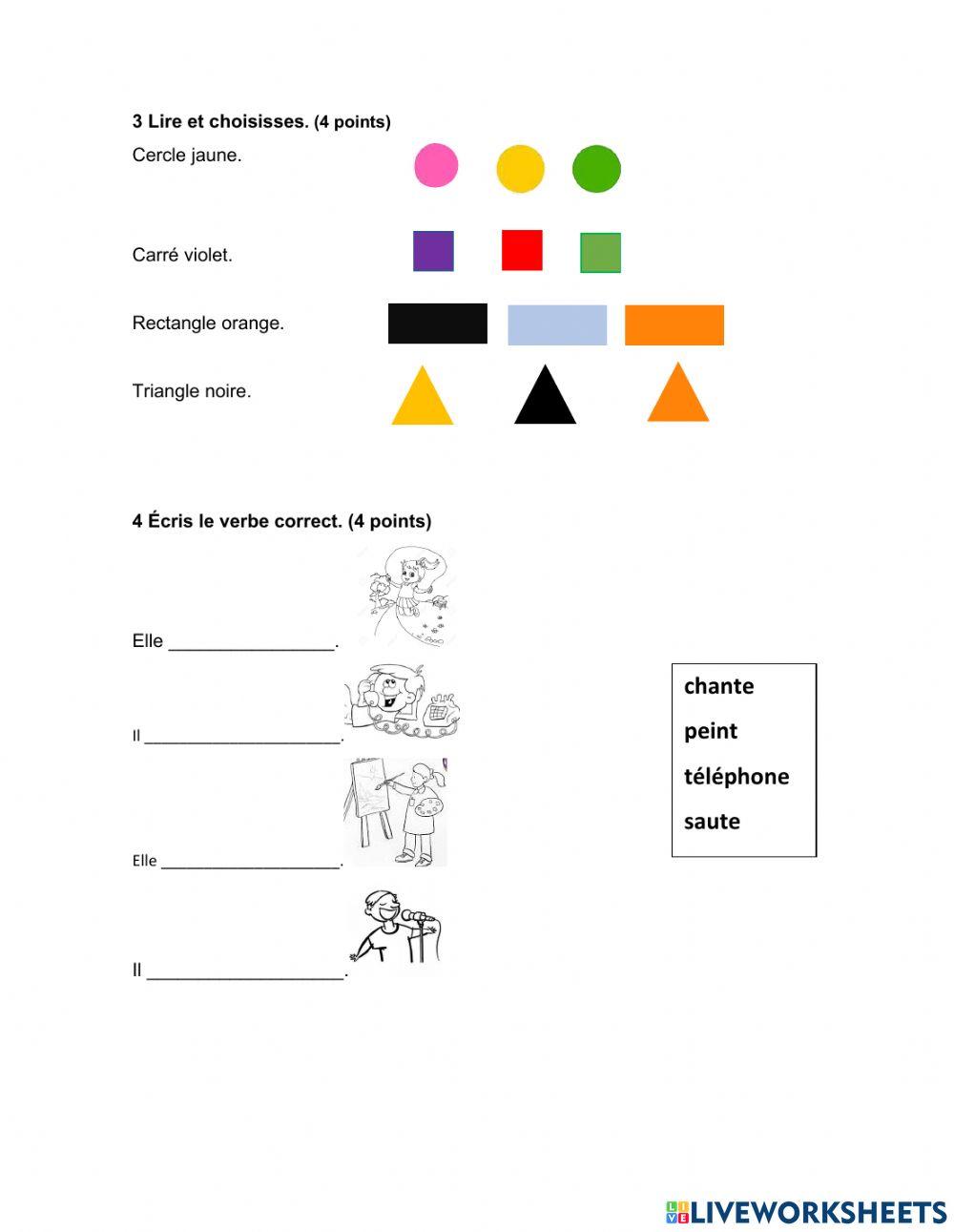 Examen de Francés 2do trimestre
