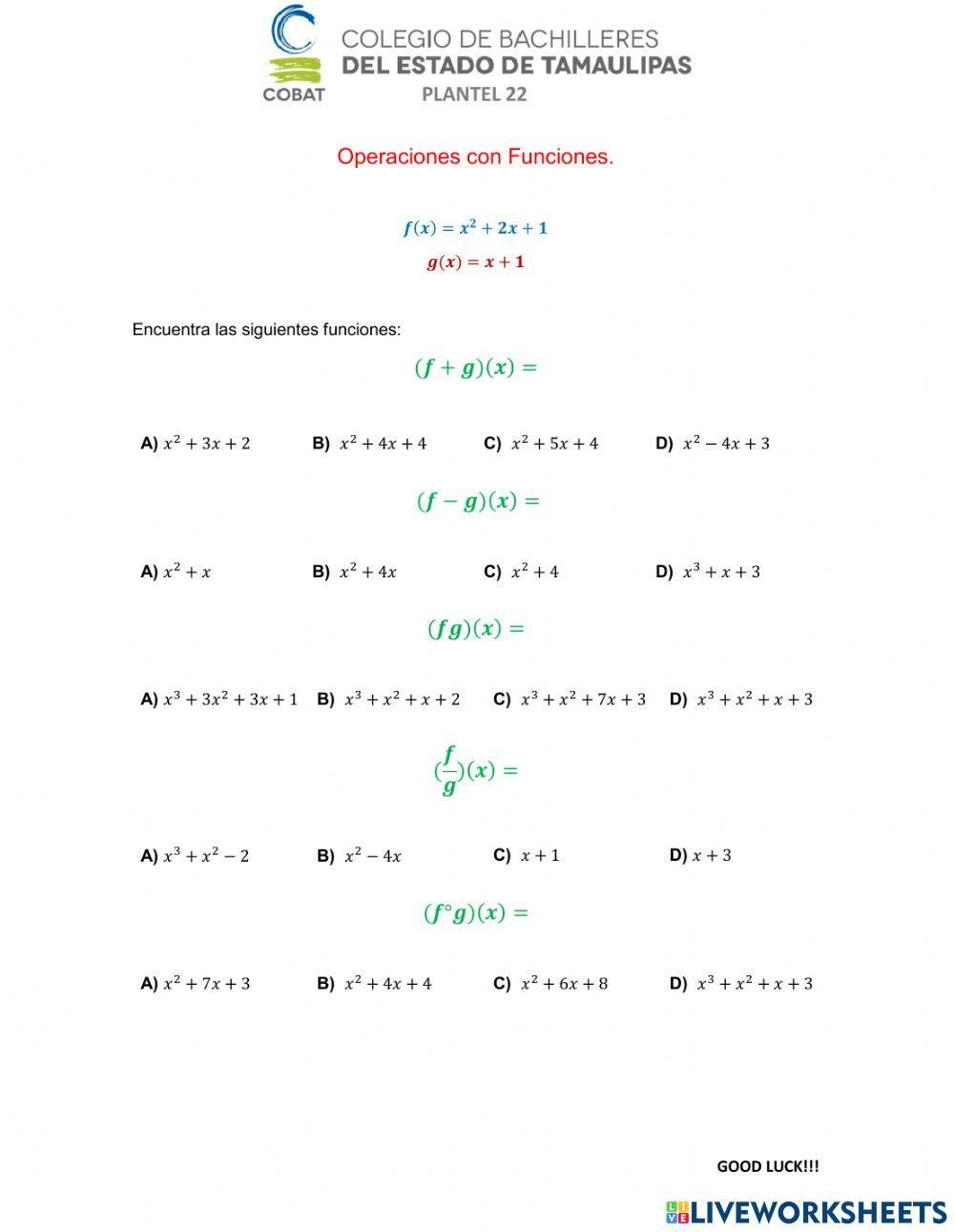 Operaciones con Funciones