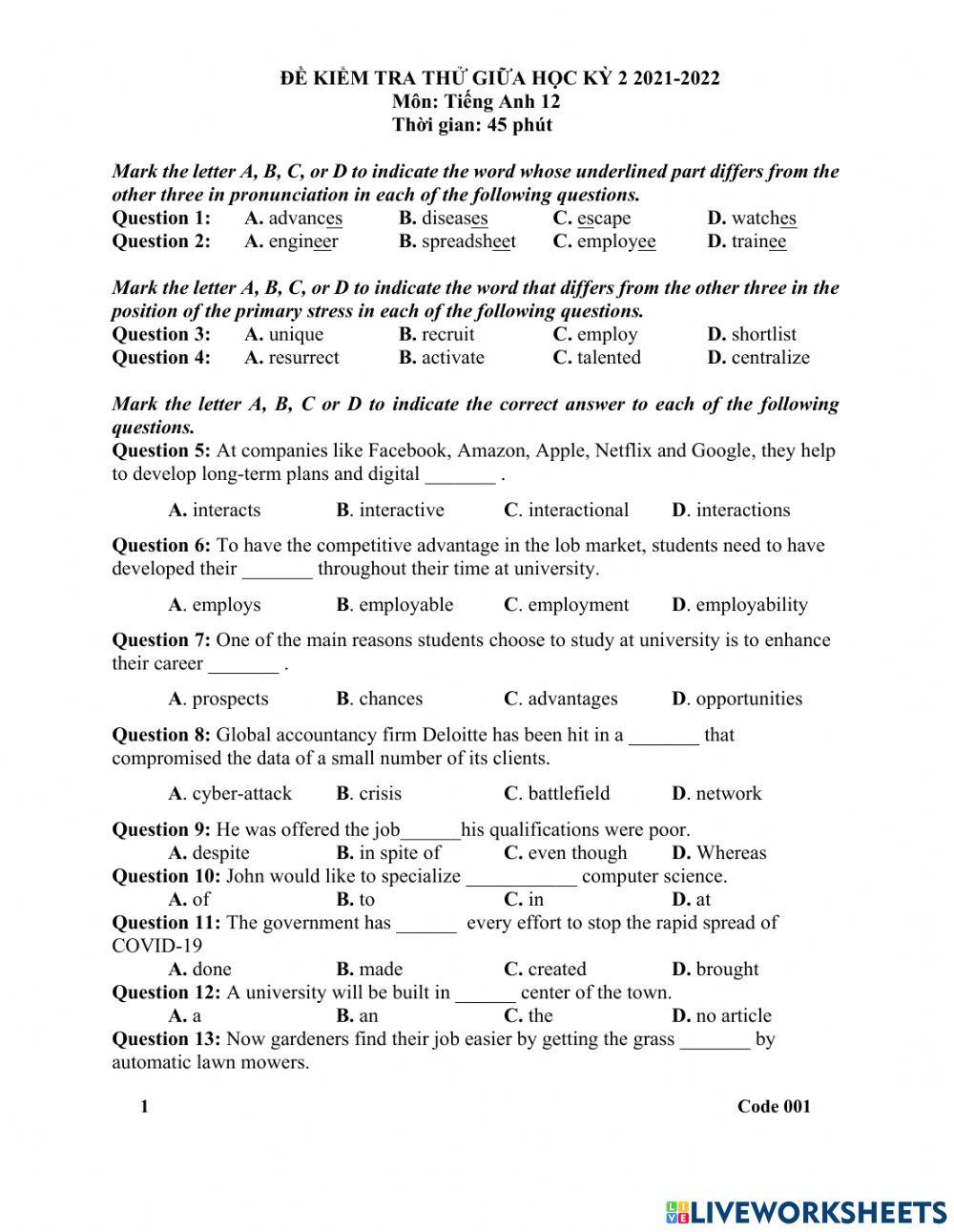 Mid term 2 sample test