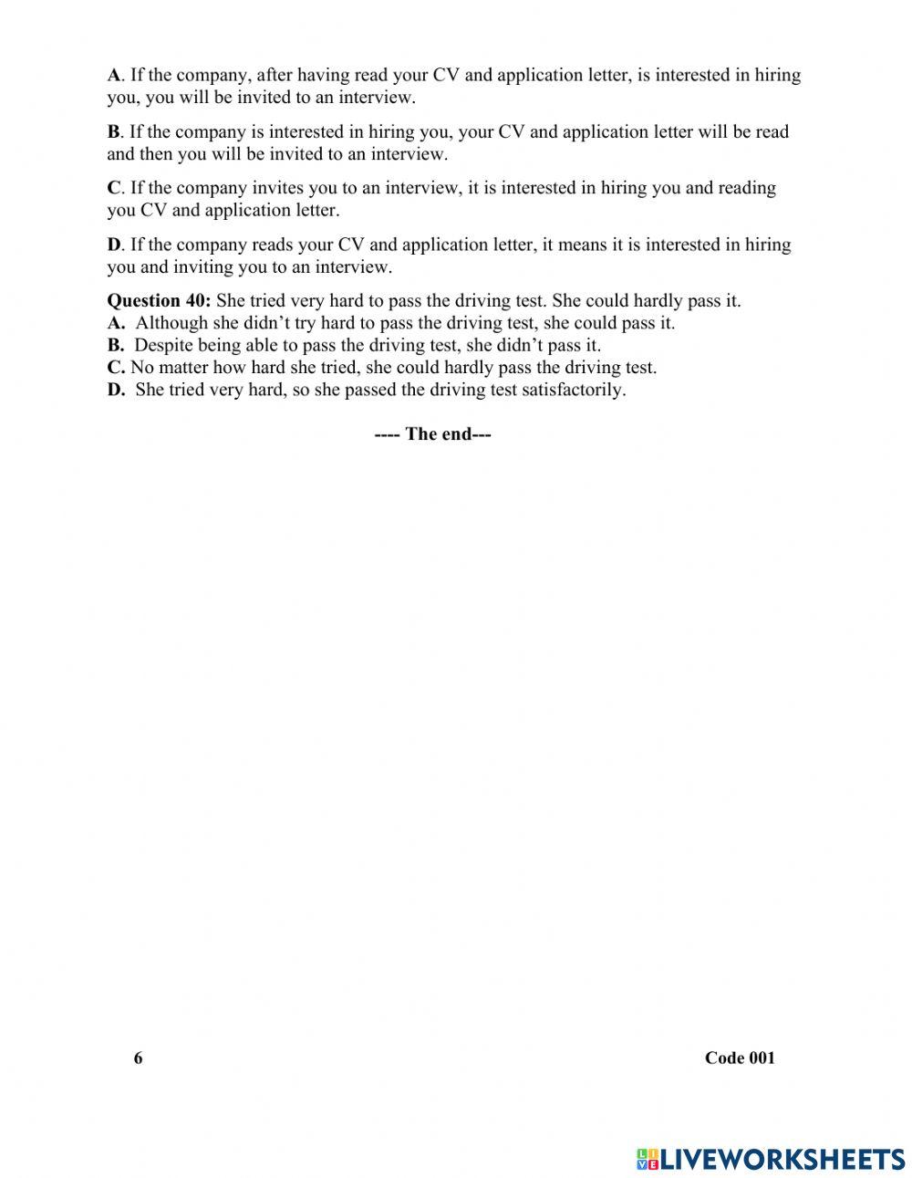 Mid term 2 sample test