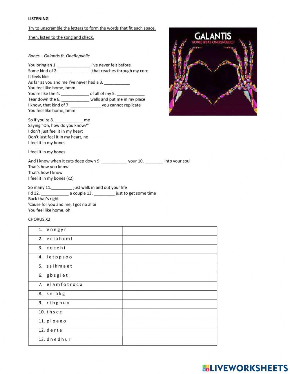 Listening - Bones (Galantis ft. OneRepublic)