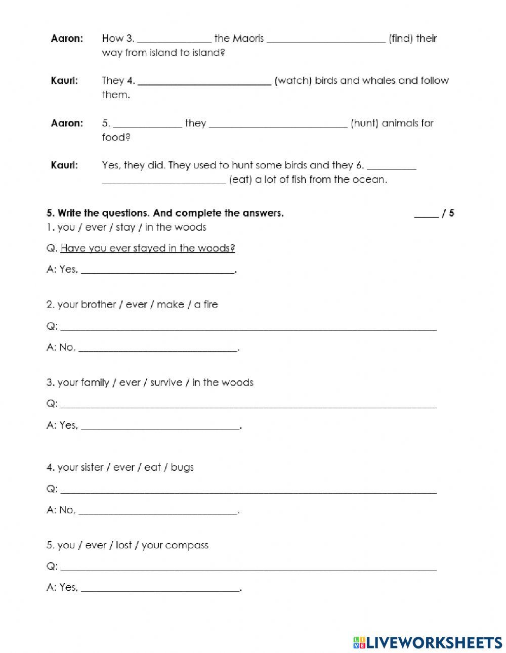 Grammar exam 4th grade