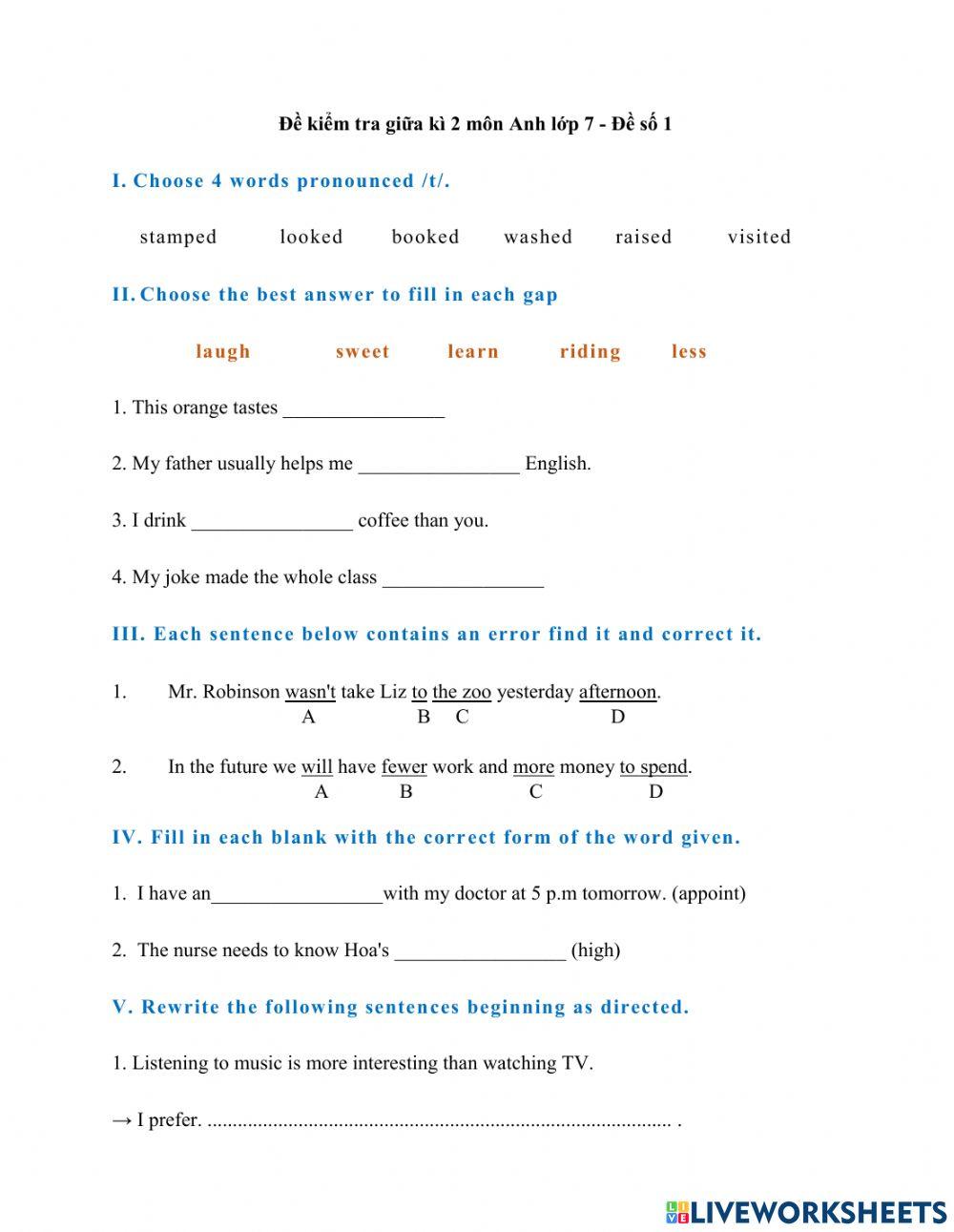 G7 - Thi giữa kỳ 2 - đề 1