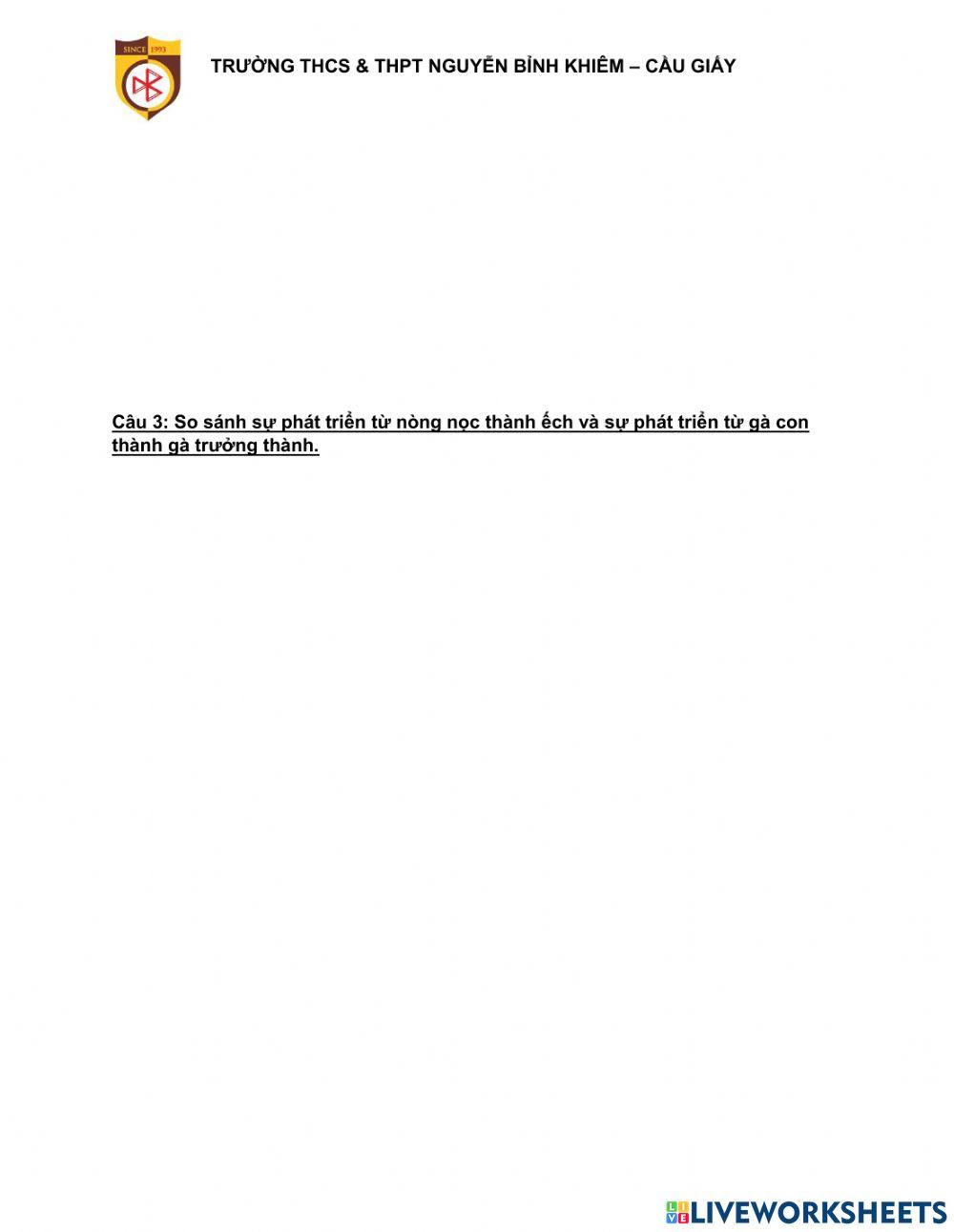 Kiểm tra giữa học kì ii - môn sinh 11