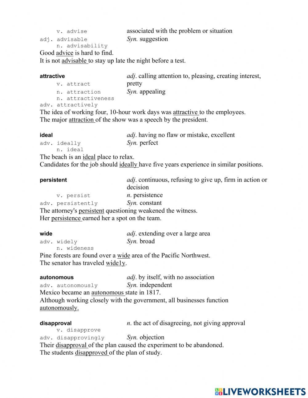 Vocabulary for TOEFL (1)