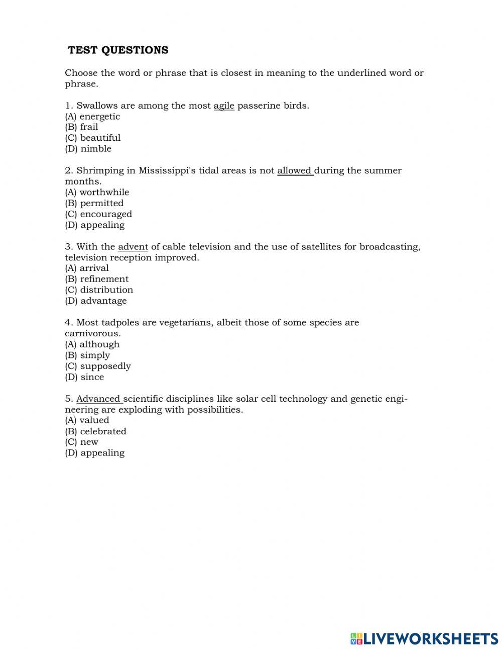 Vocabulary for TOEFL (2)