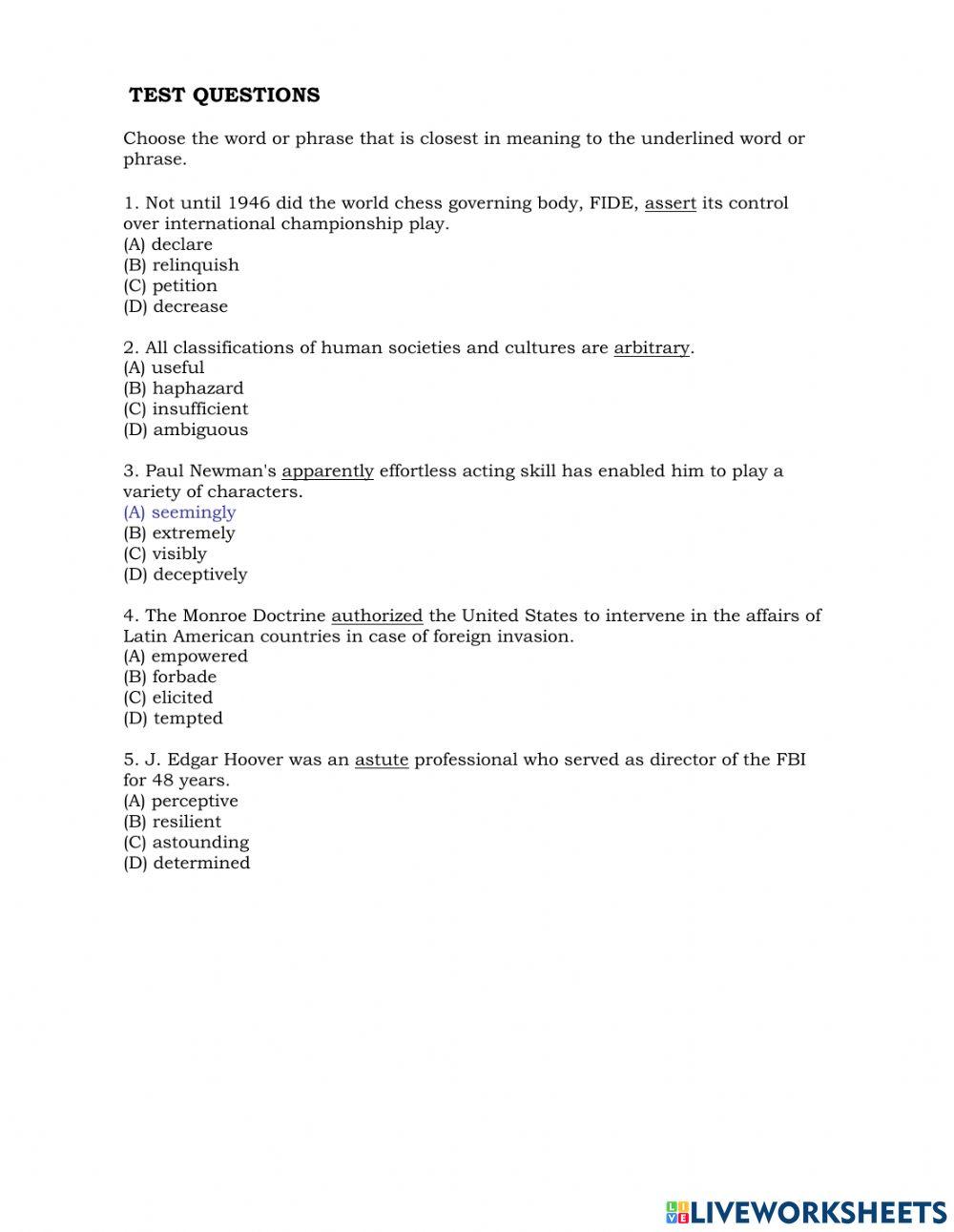 Vocabulary for TOEFL (4)