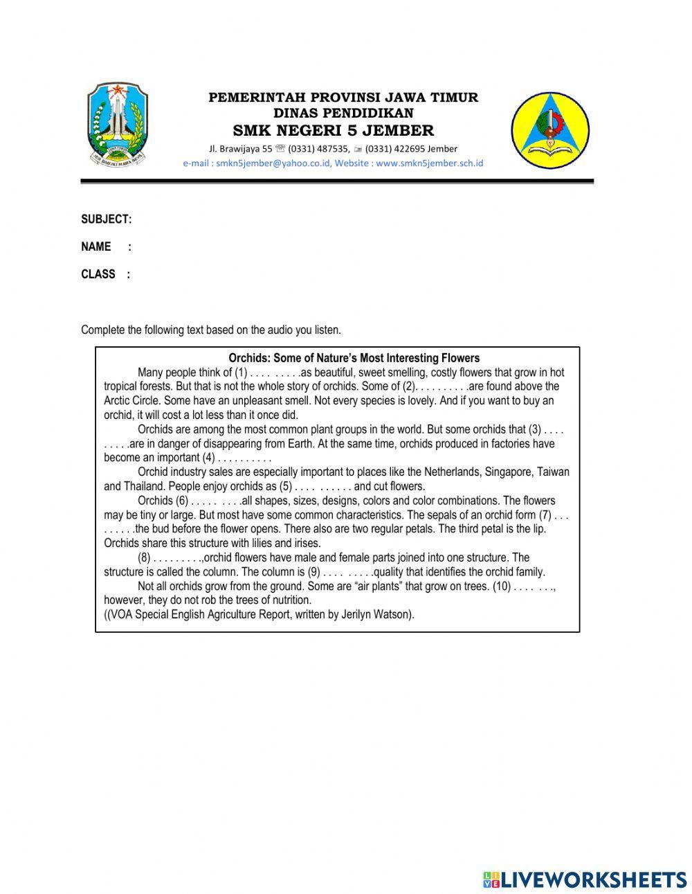 Report Text Listening Section