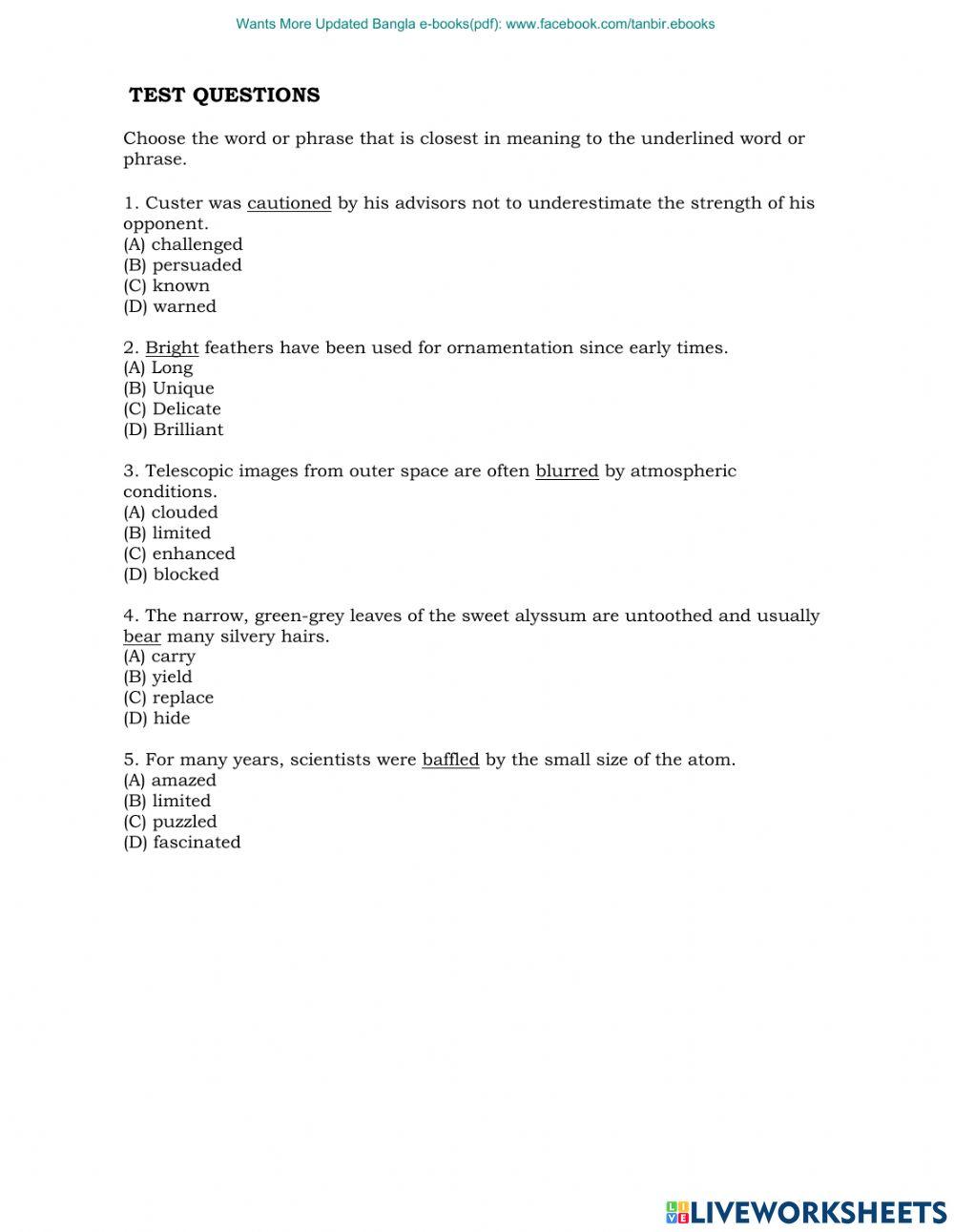 Vocabulary for TOEFL (5)