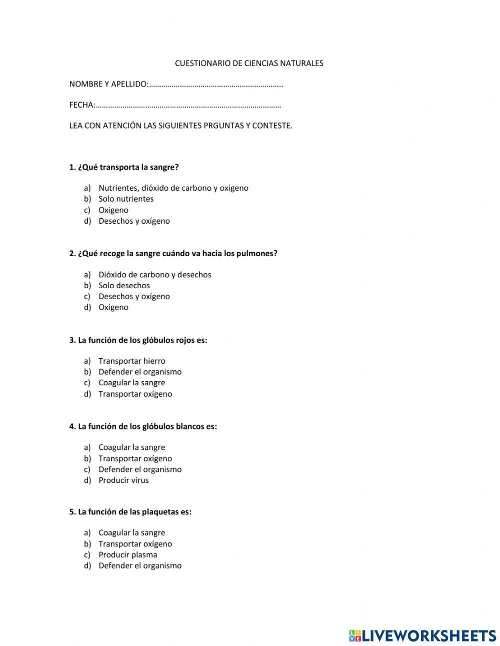 La sangre y sus funciones