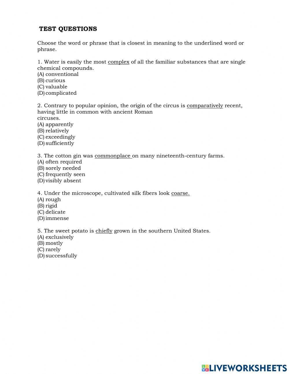 Vocabulary for TOEFL (6)