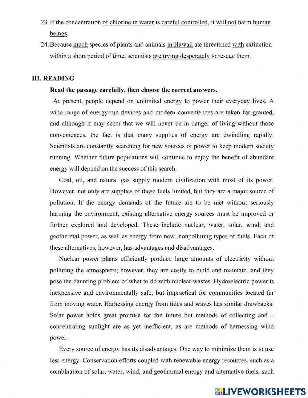 Unit 11: Sources of Energy