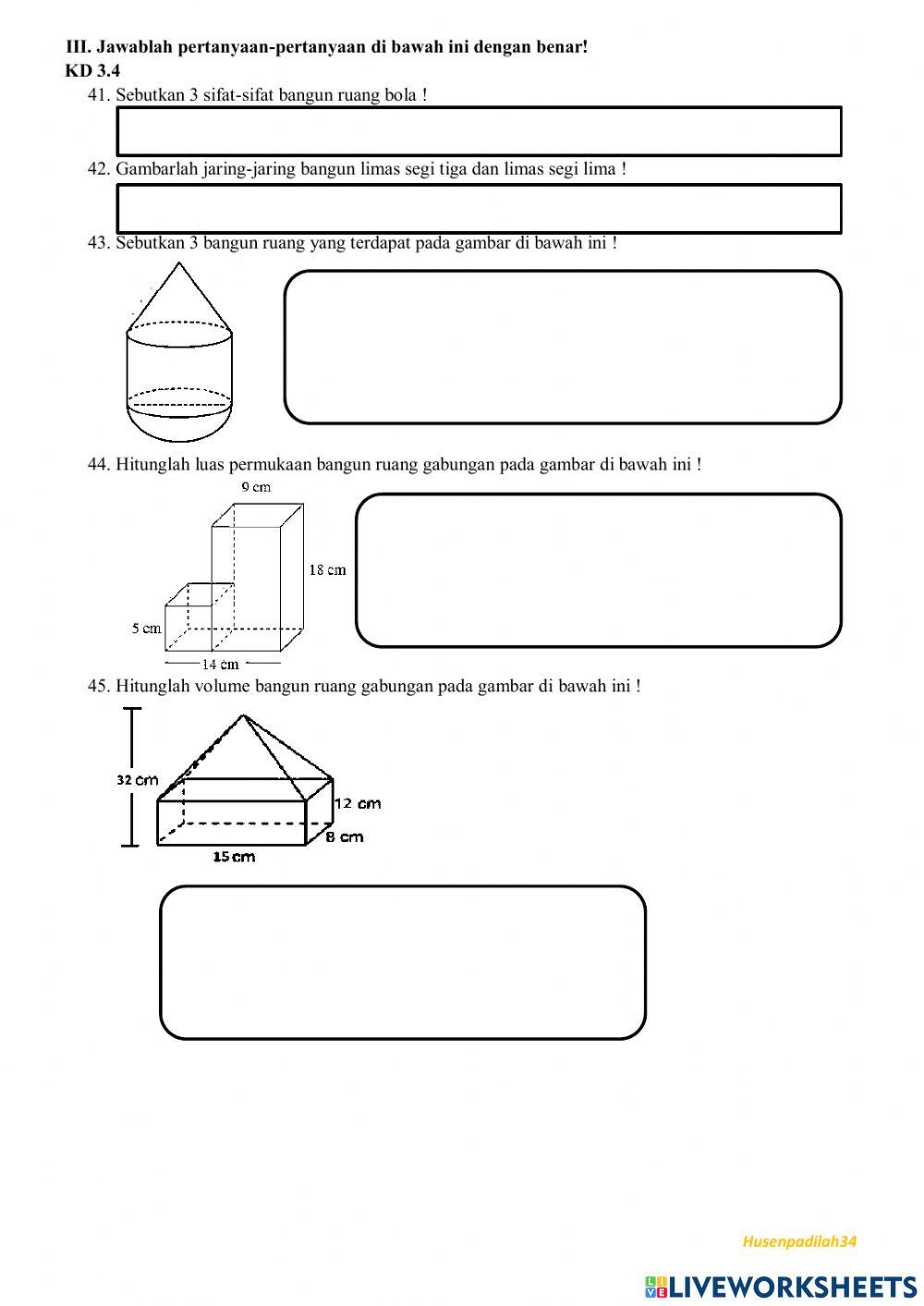Soal PTS Matematika Kelas 6 Semester 2