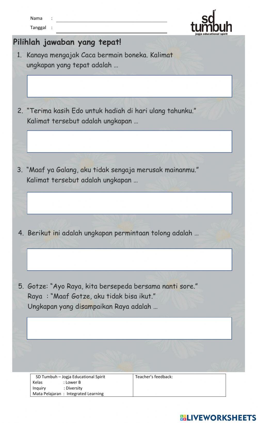 Evaluasi Bahasa Indonesia Inquiry 1-B