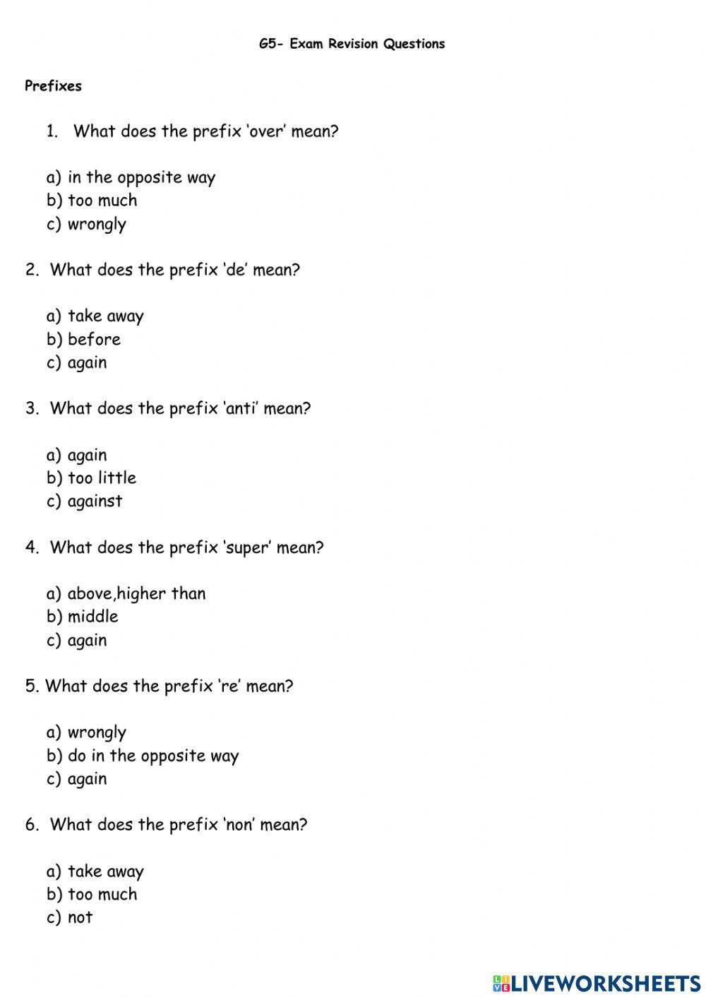 G5 exam prep prefixes