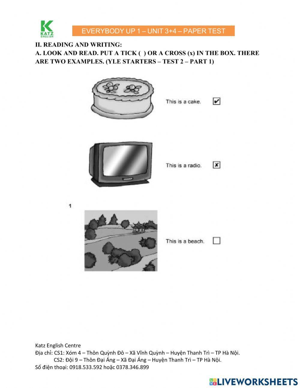 Everybody Up 1 Test Unit 3 + 4