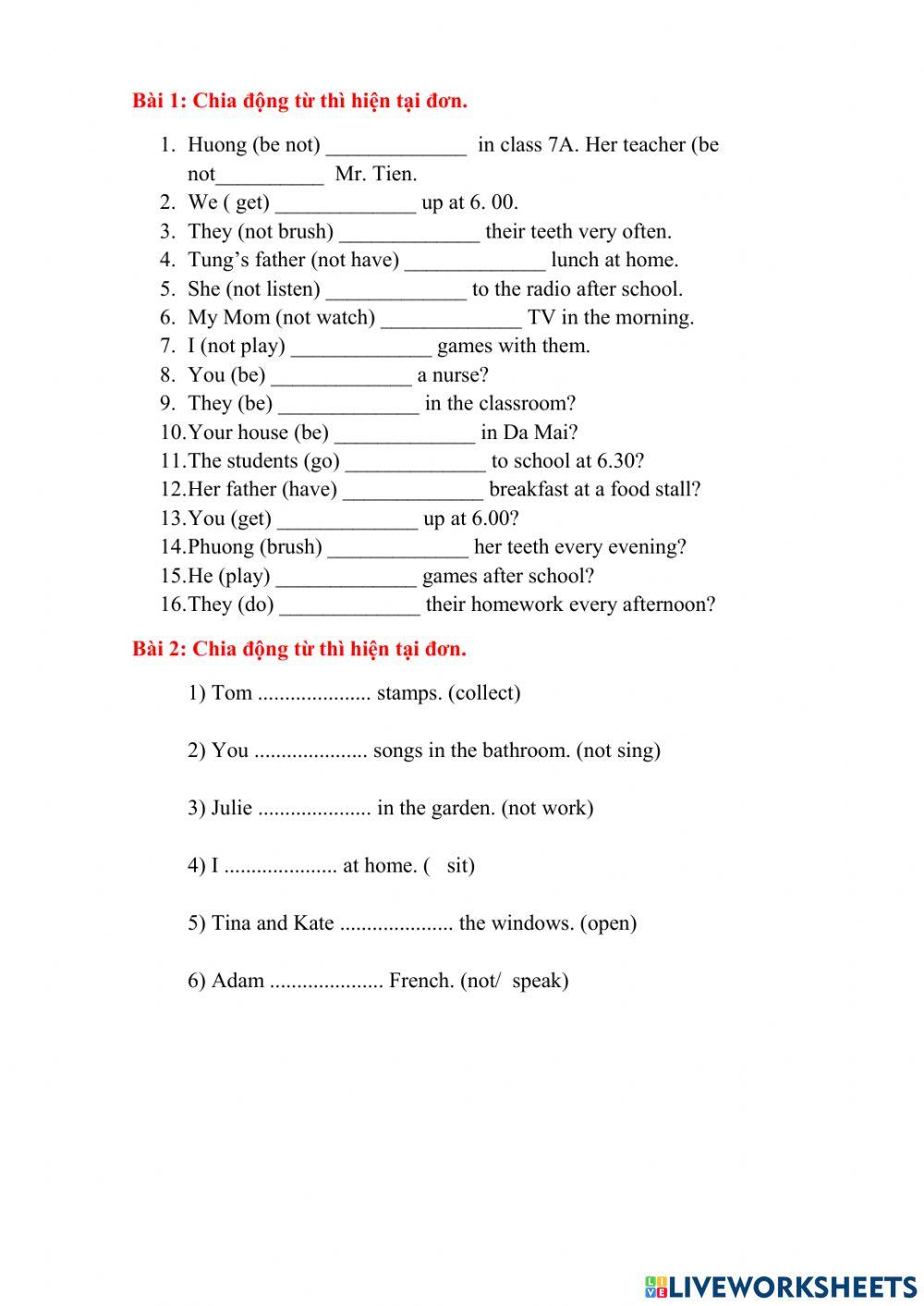 Simple present tense 5