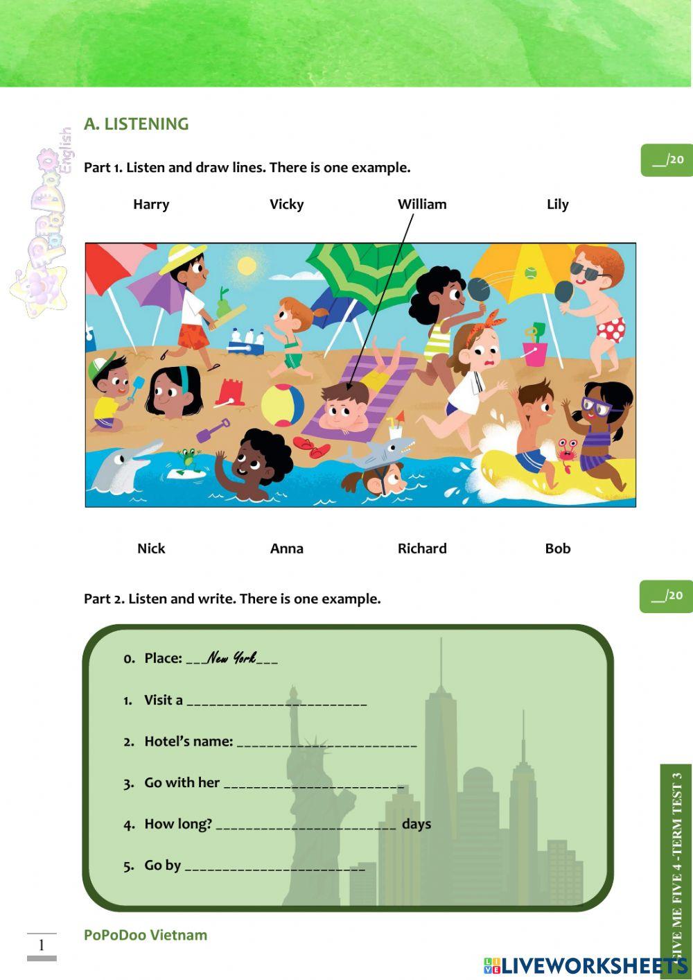 Give me five! 4 - Term test 3 - Listening