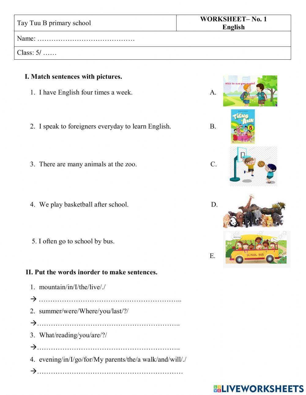 Đề kiểm tra tiếng anh 5 HK 2 số 1