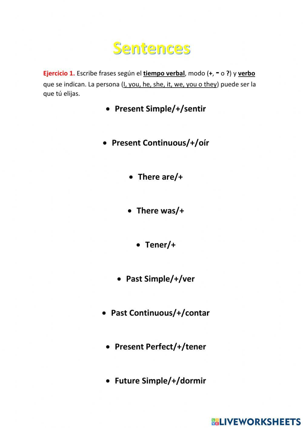 Repaso de todos los tiempos verbales
