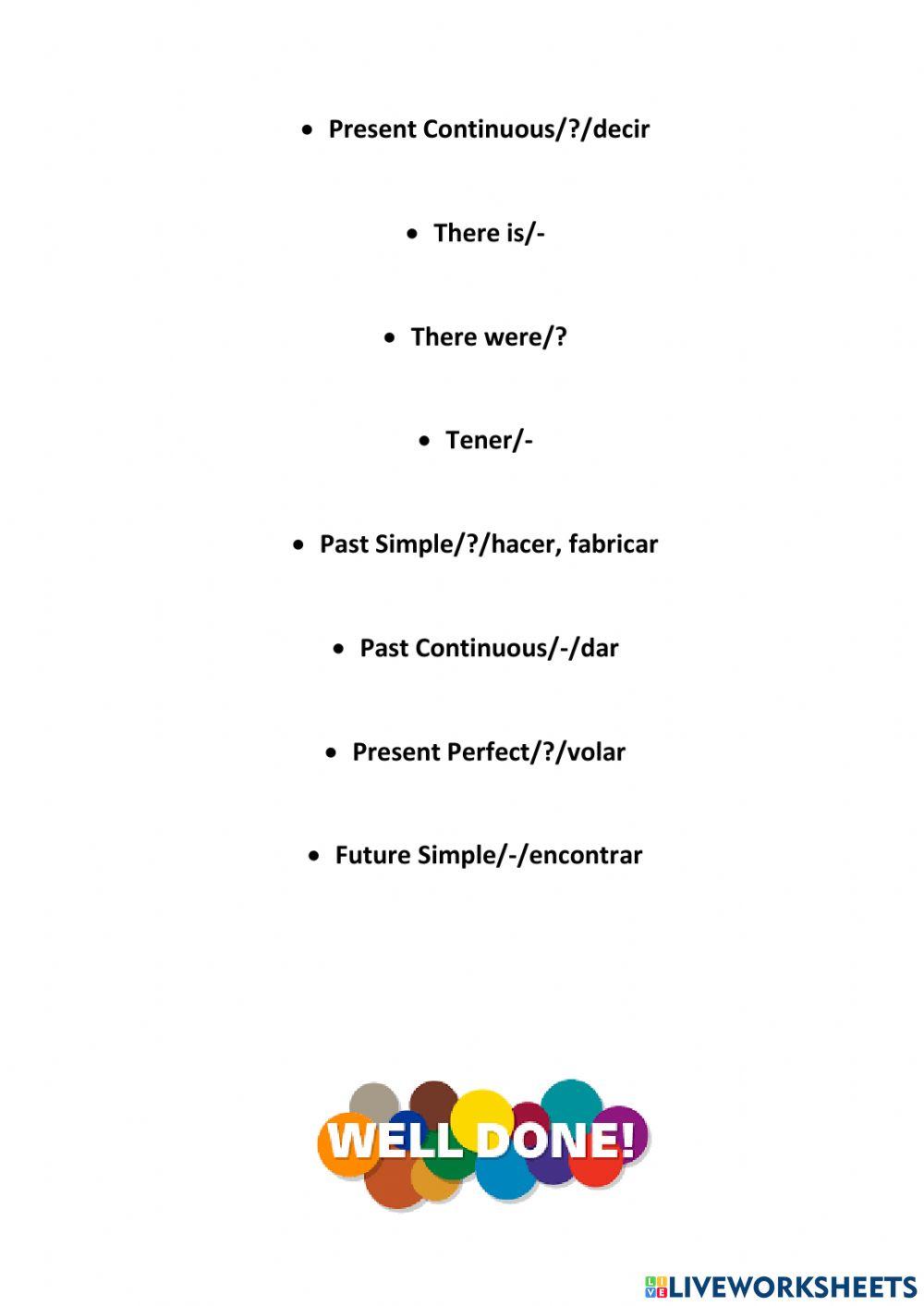 Repaso de todos los tiempos verbales