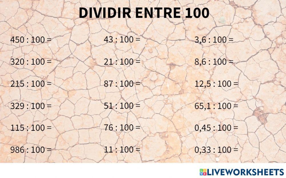 Dividir entre 100