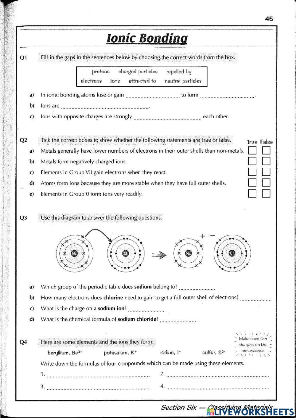 Ionic Bonding 1 online exercise for | Live Worksheets