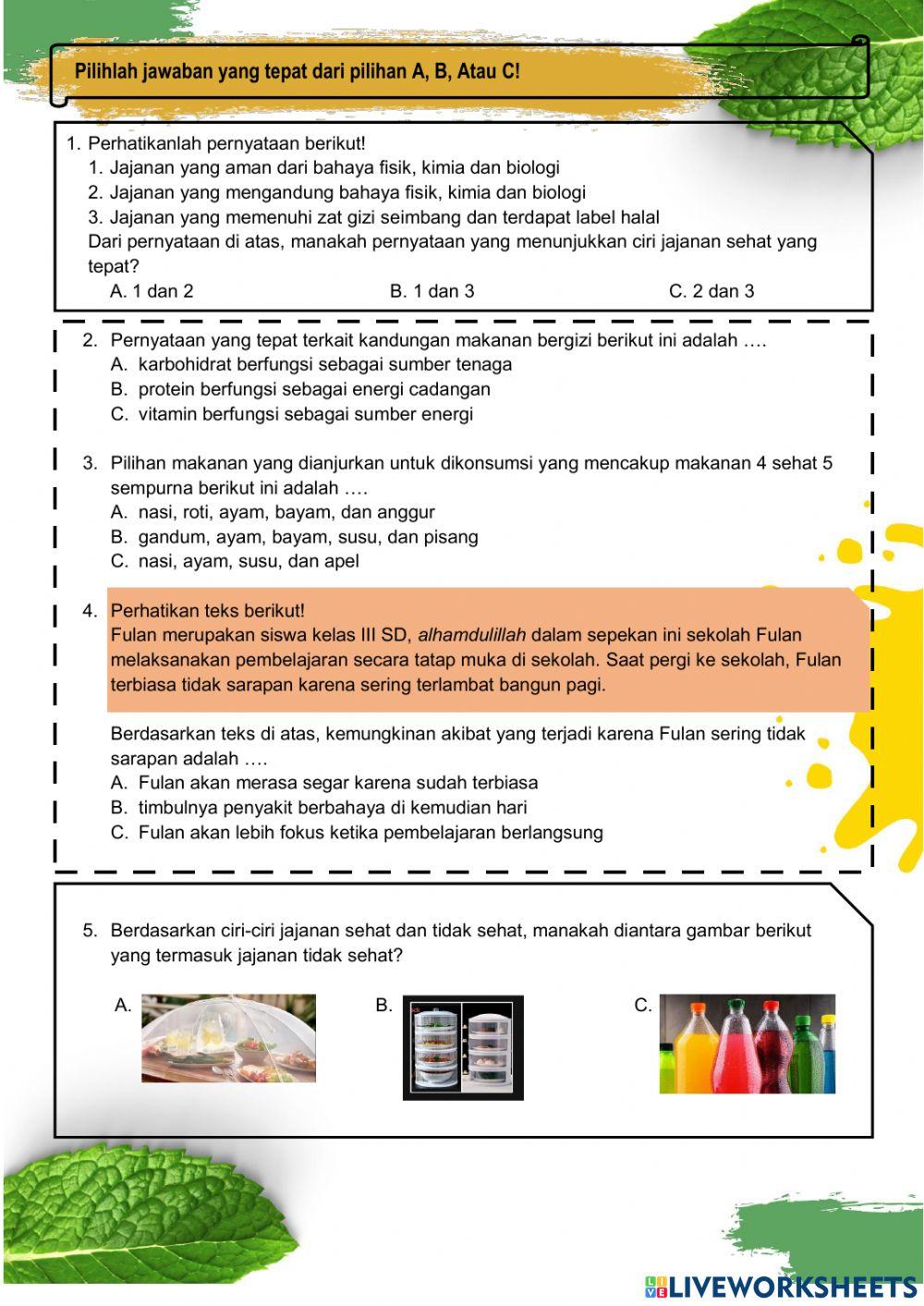 PH PJOK makanan bergizi dan Jajanan sehat