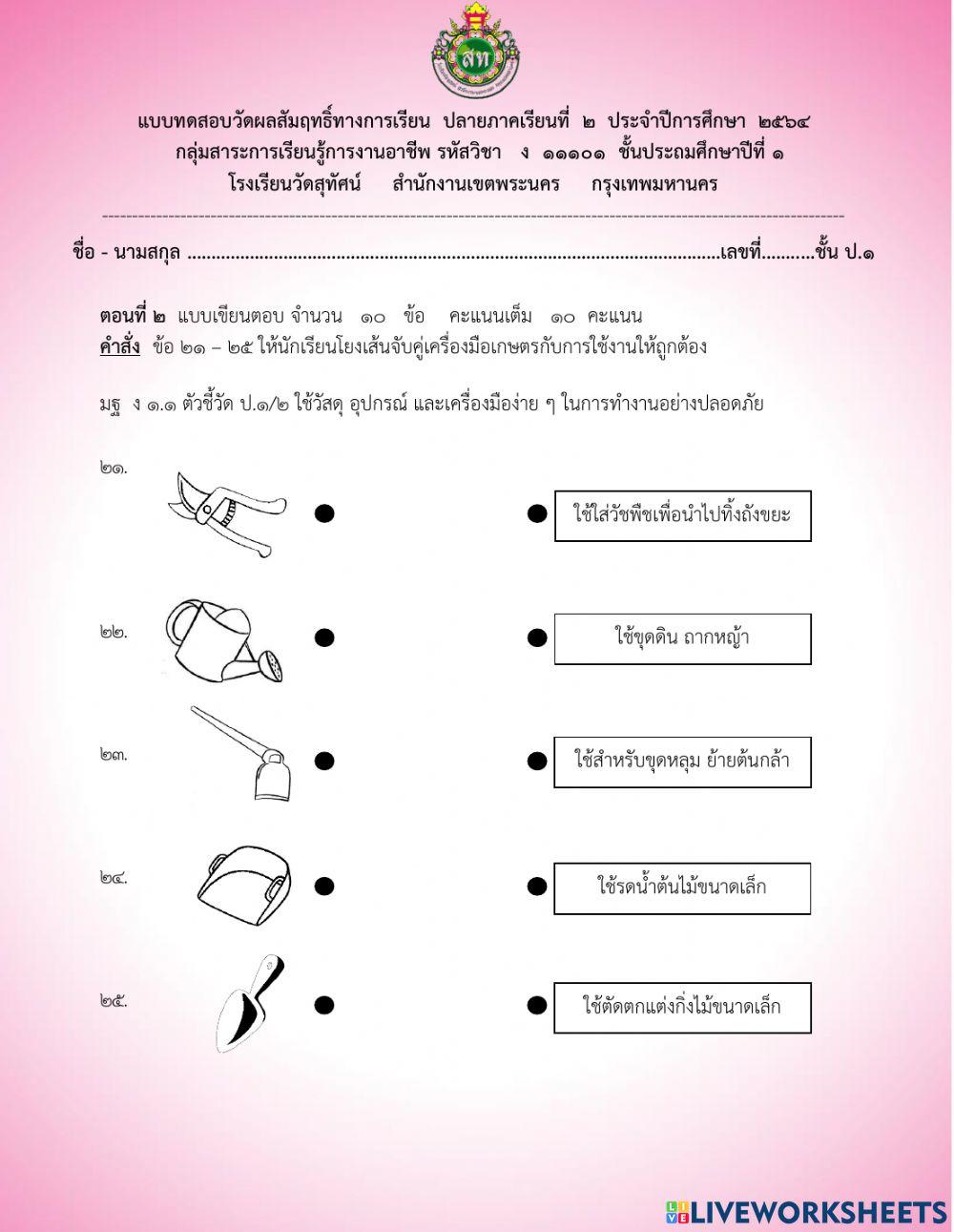 สอบปลายภาค การงานอาชีพ