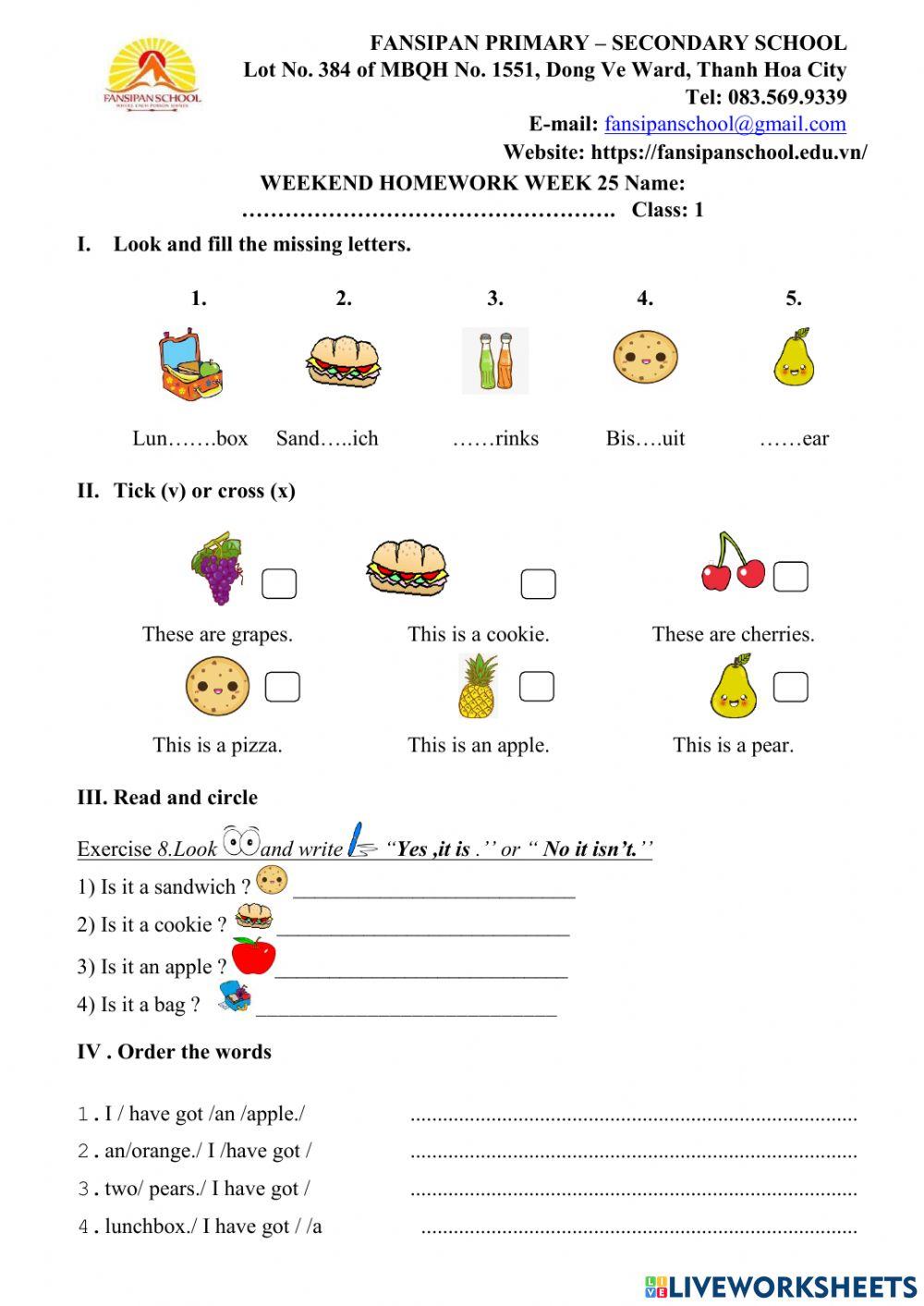 WH 25 class 1 worksheet | Live Worksheets