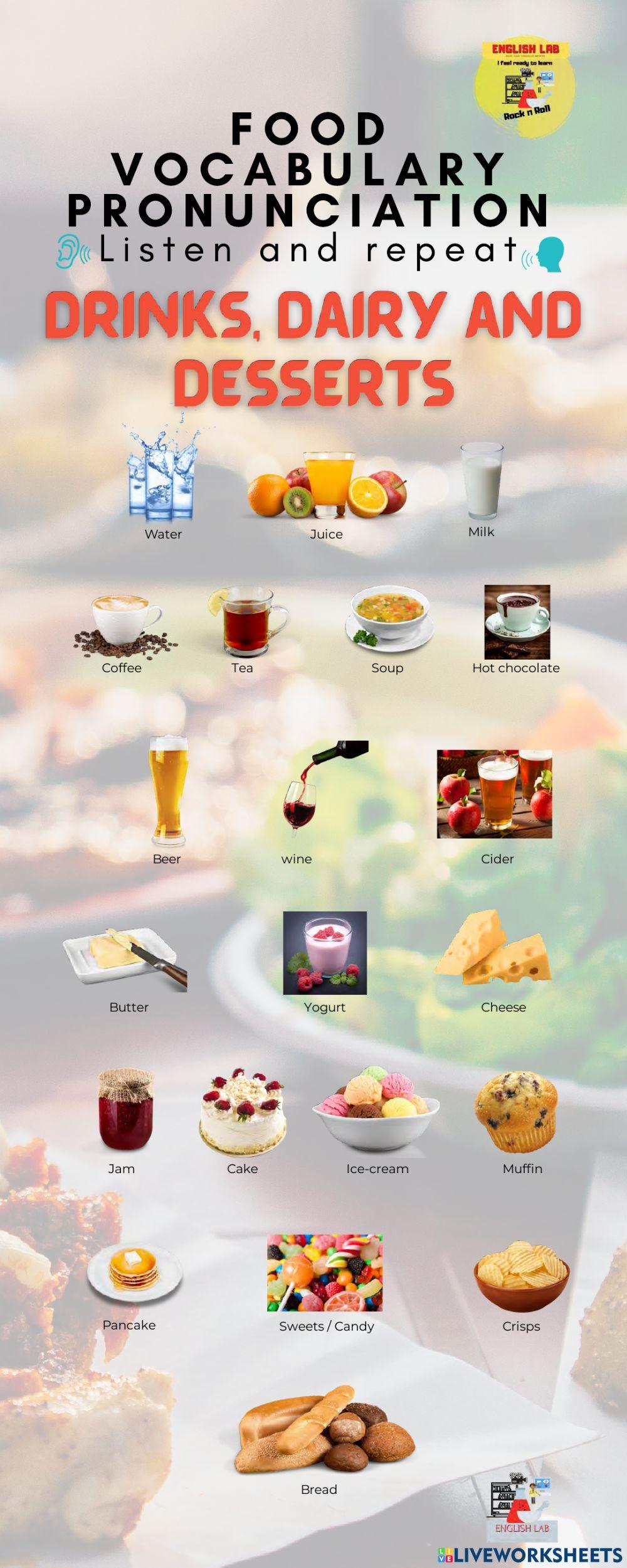 Food pronunciation worksheet 3 - reporters class 4