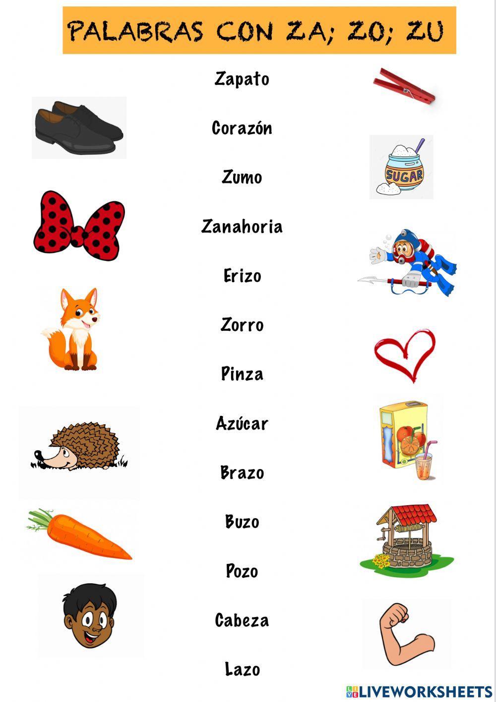Palabras con z Palabras con z