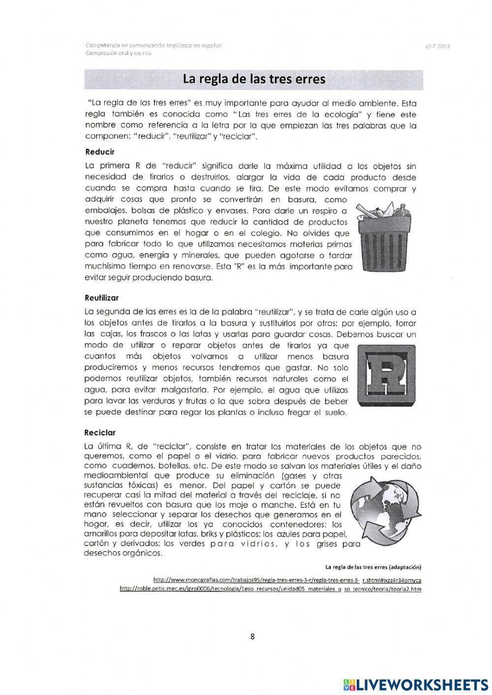 Comprensión lectora 6º pd