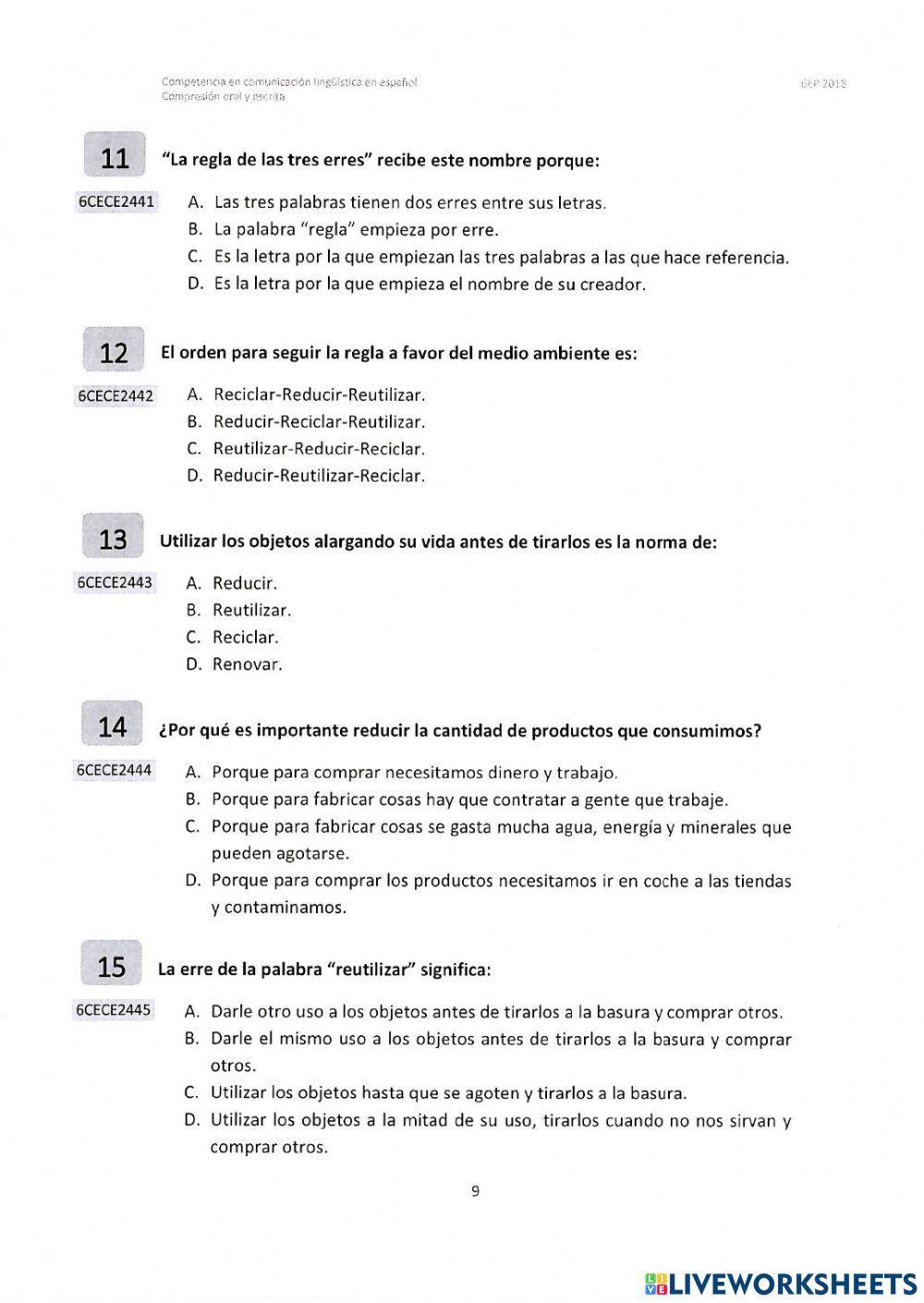 Comprensión lectora 6º pd