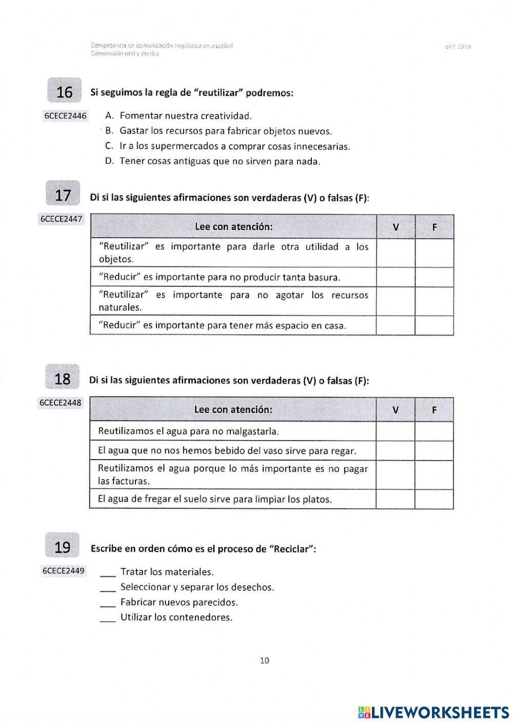 Comprensión lectora 6º pd