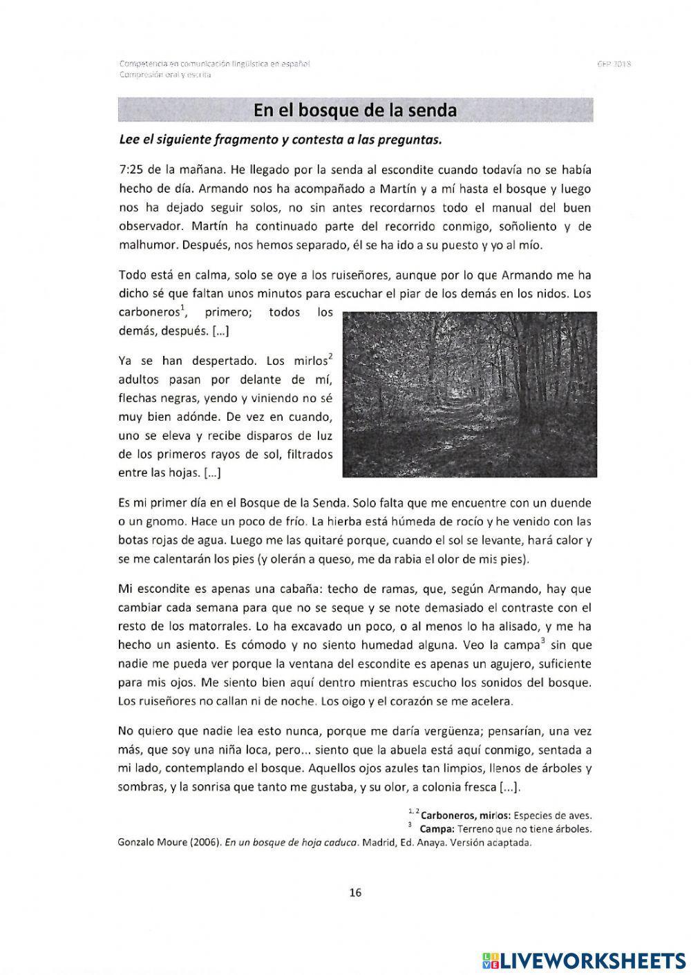 Comprensión lectora 6º pd