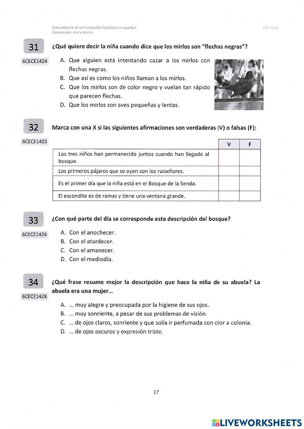 Comprensión lectora 6º pd