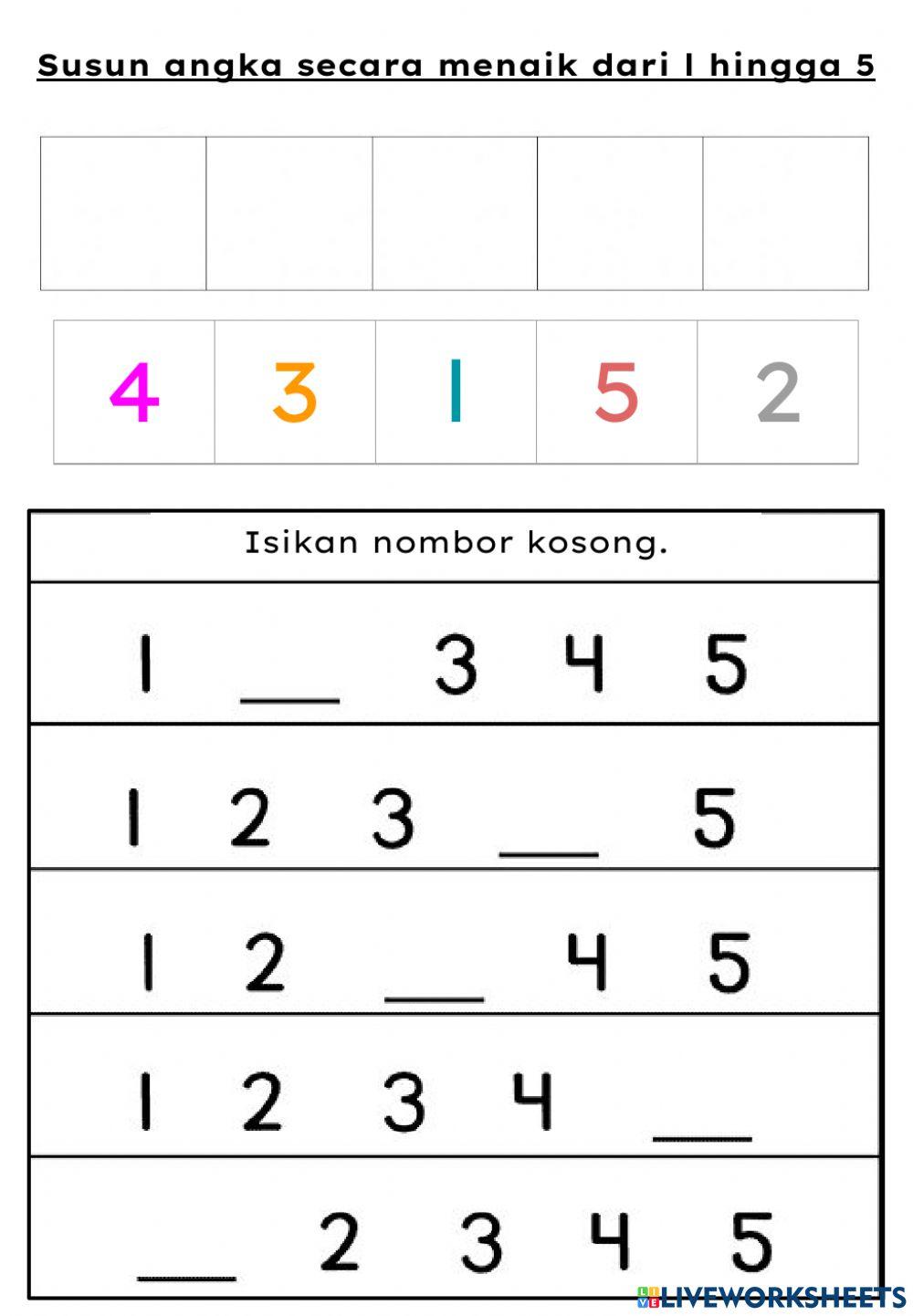 Susun 1-5 secara menaik