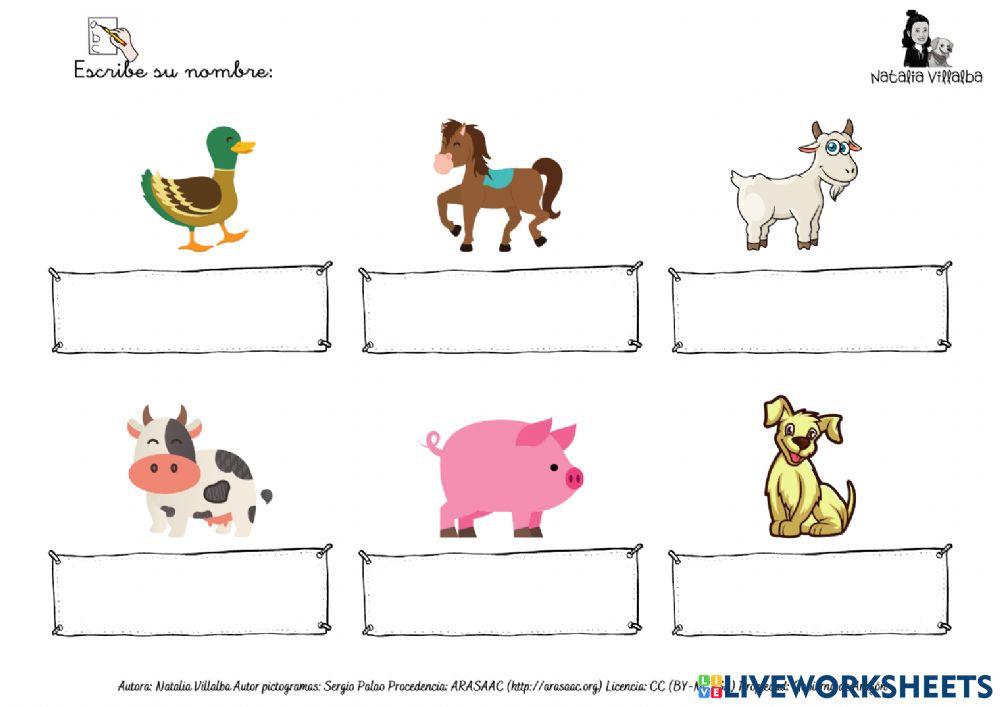 Ficha nombre animales