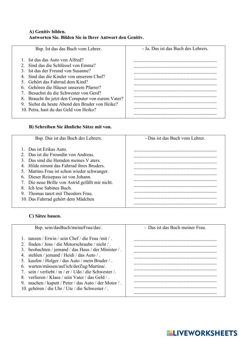 Genitiv-Übungen
