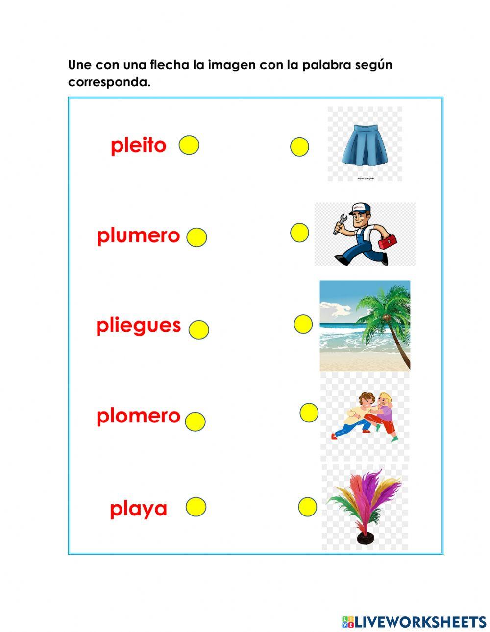 Une las imagenes con su nombre (palabras trabadas)